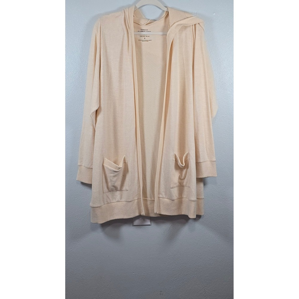 Torrid Super Soft Plush Hooded Cardigan Size 2 Peach Cream Open Front Sweater